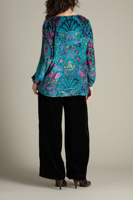 Sahara paita GRT6615 Winter Paisley Devore ihana sametti kuosi viskoosissa tuotekuva 2