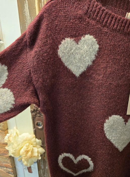 Marta du Château ihanan mukava sydänkuosi neule Amarante 64023 Wine viininpunainen tuotekuva 2