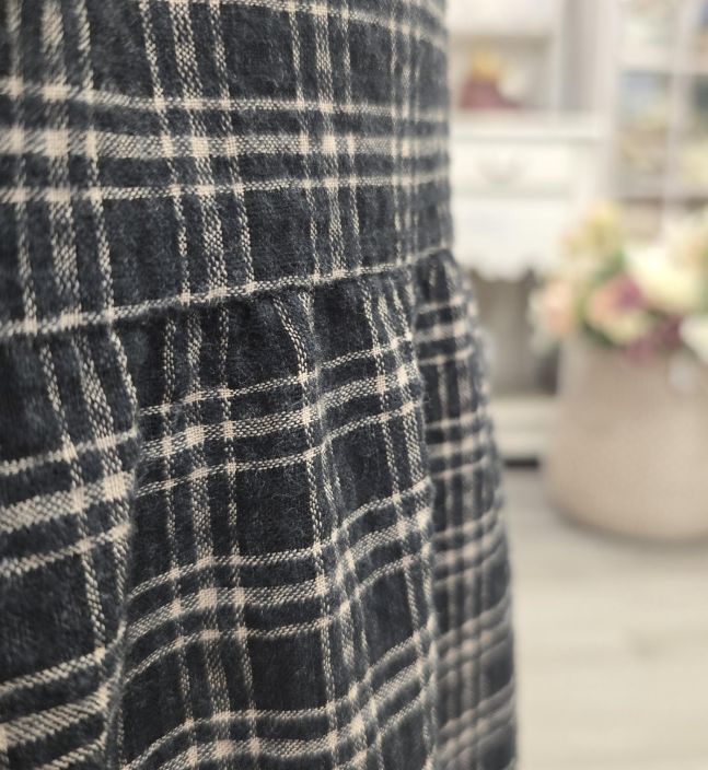 THING mekko 7324 Anthracite tummanharmaa ruutukuosi todella pehmeä kangas tuotekuva 6 THING mekko 7324 Anthracite tummanharmaa ruutukuosi todella pehmeä kangas tuotekuva 6