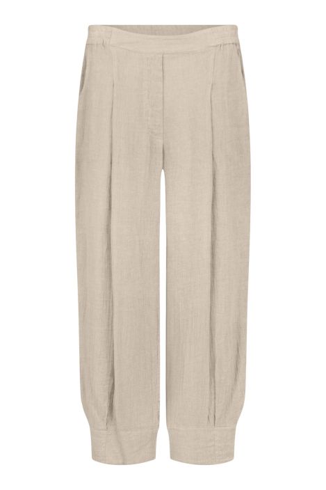 NOEN pellavahousut 81417 Hiekka beige kauniit leveät lahkeet ja joustava vyötärö tuotekuva 1