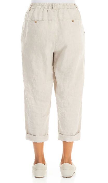 Grizas pellavahousut 3713 Natural pellava Vyötäröllä resori takaamassa istuvuuden tuotekuva 2