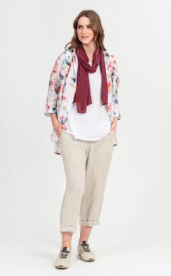 Grizas pellavahousut 3713 Natural pellava Vyötäröllä resori takaamassa istuvuuden