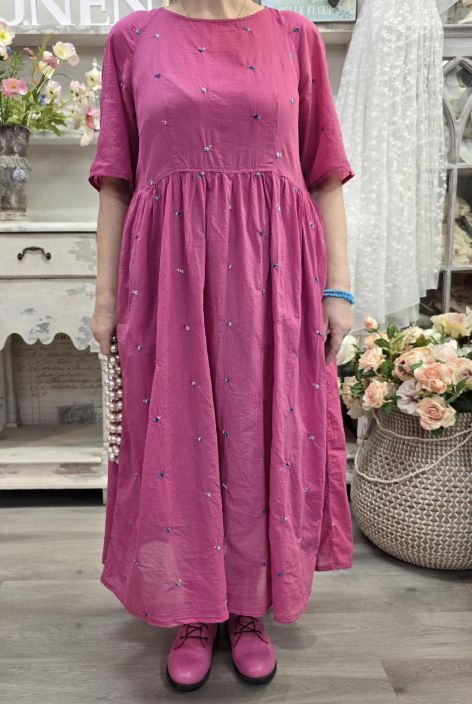 Grizas mekko 91879 Pinkki puuvilla ihanat pienet päälle ommellut kukat tuotekuva 6 Grizas mekko 91879 Pinkki puuvilla ihanat pienet päälle ommellut kukat tuotekuva 6