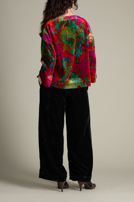 Sahara paita TKT6590 Velvet Blurred Botanicals Multi ihanat syksyn värit sametissa tuotekuva 2