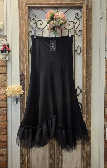 By Zusse hame Malou Musta ajaton jersey hame sifonki frillalla helmassa Kaunis By Zusse jersey-kankaasta valmistettu mukava