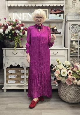 NOEN NOEN mekko 88645 Fuksia rypytetty kangas kukilla