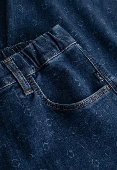 Laurie housut Donna Loose Cropped Blue sashiko siniset farkut kivalla kuosilla tuotekuva 4