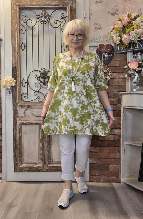 THING tunika 7213 Olive/ lime vihreä kaunis  hento kukkakuosi tuotekuva 1