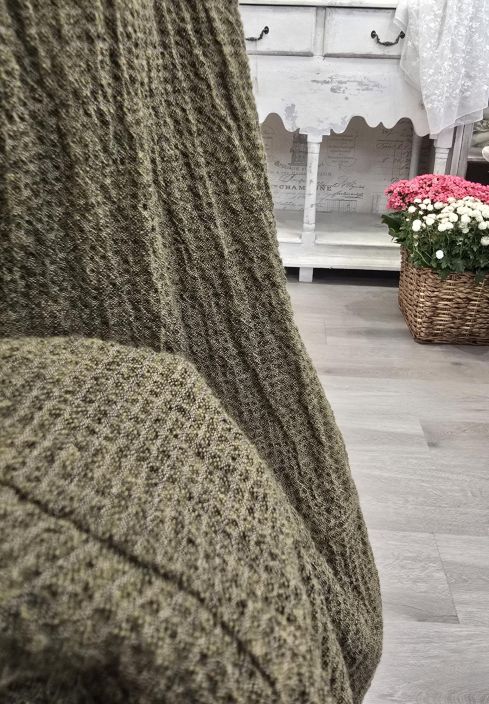 THING mekko 7076 Ochre kaunis vihreä hennolla ruutukuosilla - kankaassa tekstuuri tuotekuva 6
