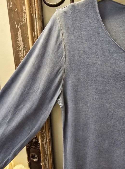 Marta du Château Sininen paita pitsi hihojensuilla kaunis aluspaita joustavasta viskoosista tuotekuva 1