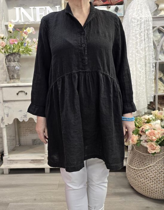 Grizas pellavatunika 52762 Musta tyylikäs ja romanttinen malli tuotekuva 5 Grizas pellavatunika 52762 Musta tyylikäs ja romanttinen malli tuotekuva 5