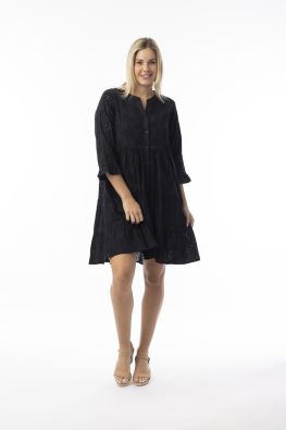 Orientique brodeerattu mekko 40239 Musta kaunis frilla helma