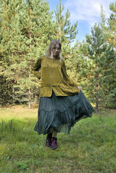 Grizas tunika 52518 (281) syksyinen vihreä kaunis paitamainen malli tuotekuva 2