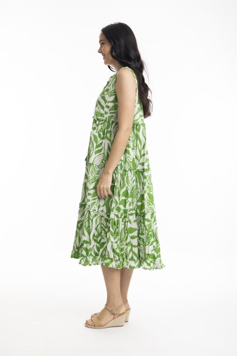 Orientique mekko 40075 Hayman green ihana vihreä lehtikuosi tuotekuva 3