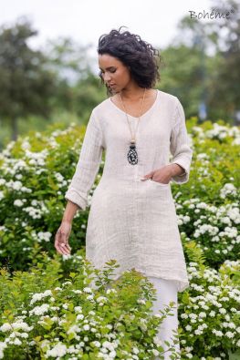 Boheme mekko B13202 Luonnon beige ihana bubble pellava