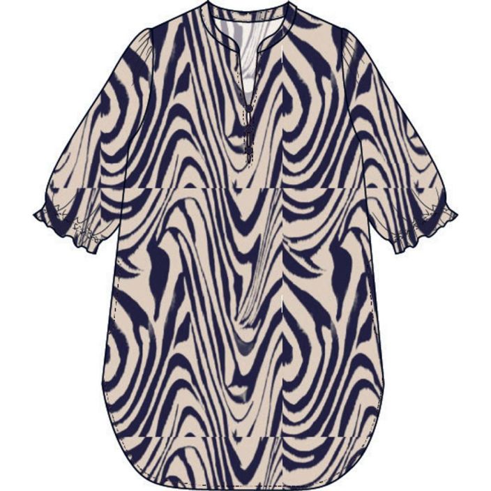 Pont Neuf tunika Blake V4399 tyylikäs Navy aaltoileva kuosi tuotekuva 1