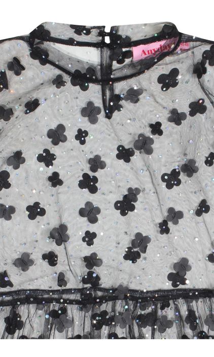 Anyday meshmekko Alba 800001 musta Aivan aarettoman ihastuttava ja suloinen mekko lapinakyvasta mesh-kankaasta jossa on