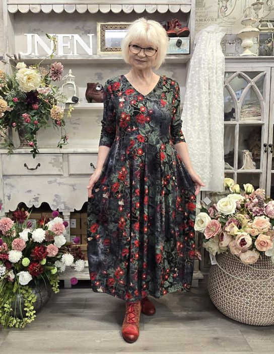 Aino mekko Filippa Clematis kukkakuosi joustava viskoosi tekstuurilla tuotekuva 1