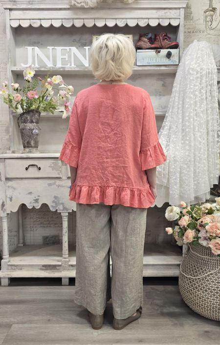 THING pellavapusero 7233 Light Faded Rose Koralli Mukava ja suloinen malli tuotekuva 5