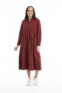 ORIENTIQUE Orientique Mekko 20070 Rust malliston klassikko vakosamettimekko kauluksella