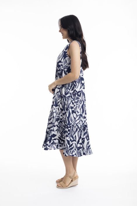 Orientique mekko 40060 Hayman navy tummansininen kaunis lehtikuosi tuotekuva 1