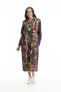 ORIENTIQUE Orientique mekko 71556 Jungle digital puuvilla vakosametti ihanalla kuosilla ja kauluksella