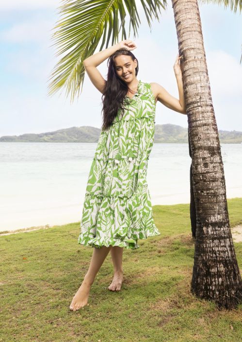 Orientique mekko 40075 Hayman green ihana vihreä lehtikuosi tuotekuva 1