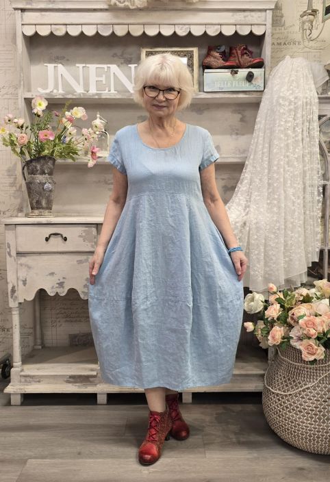 THING pellavamekko 7238 Vaaleansininen tulppaanihelma pitkä tuotekuva 3