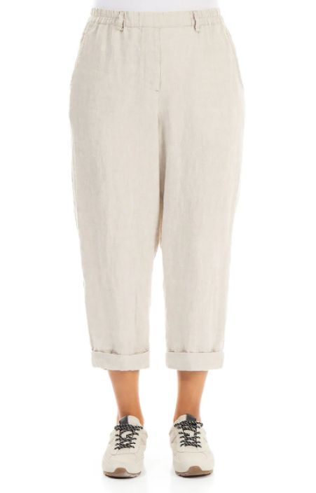 Grizas pellavahousut 3713 Natural pellava Vyötäröllä resori takaamassa istuvuuden tuotekuva 3