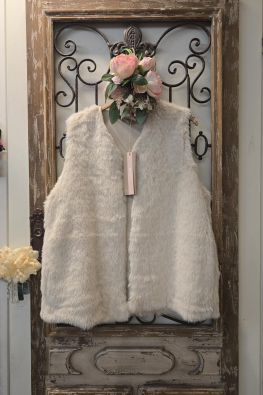 MARTA DU CHÂTEAU Marta du Château pörröinen liivi 85896 Beige söpö pörröjakku koristamaan asusi