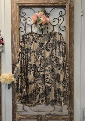 QNUZ QNUZ paita 01 Beige pehmeä viskoosi satiini ja musta sametti