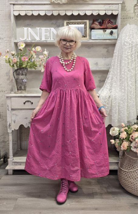 Grizas mekko 91879 Pinkki puuvilla ihanat pienet päälle ommellut kukat tuotekuva 2 Grizas mekko 91879 Pinkki puuvilla ihanat pienet päälle ommellut kukat tuotekuva 2