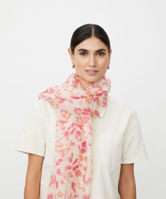 MASAI huivi Avenelle Carmine Ihanat sävyt kukkakuosissa pellava/puuvilla