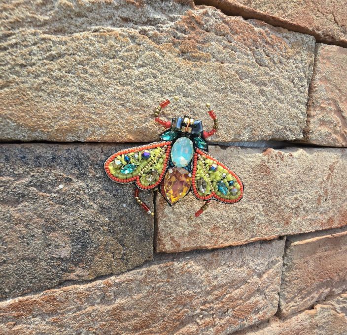 Erfurt koriste ötökkä hakaneulalla, käsityötä Oranssi jalokivi kuoriainen siivillä tuotekuva 1