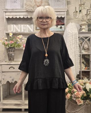 THING pellavapusero 7233 Musta Mukava ja suloinen malli