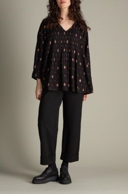 SAHARA Sahara paita GRT6559 Diamond Lurex Pleated musta kauniit kultaiset langat