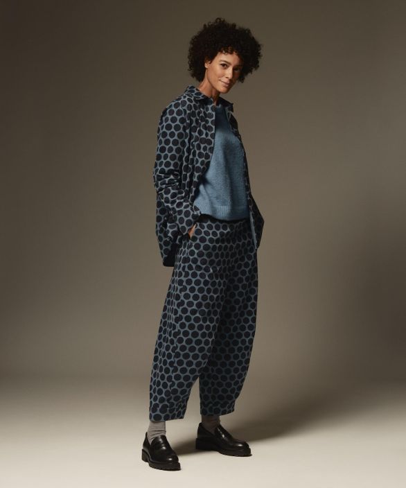 MASAI vakosametti täplä housut Pyrella Navy Blazer leveät mukavat housut tuotekuva 3