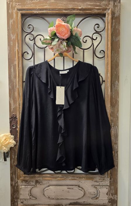 MASAI paita Beauna Musta kaunis paita frilloilla Paivina, jolloin asusi haluaa erottua hieman enemman, tama toppi on