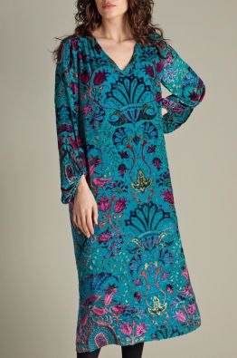 SAHARA Sahara mekko GRD6613 Winter Paisley Devore kaunis talvinen kuosi sametista