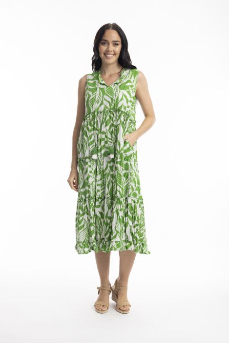 Orientique mekko 40075 Hayman green ihana vihreä lehtikuosi tuotekuva 2