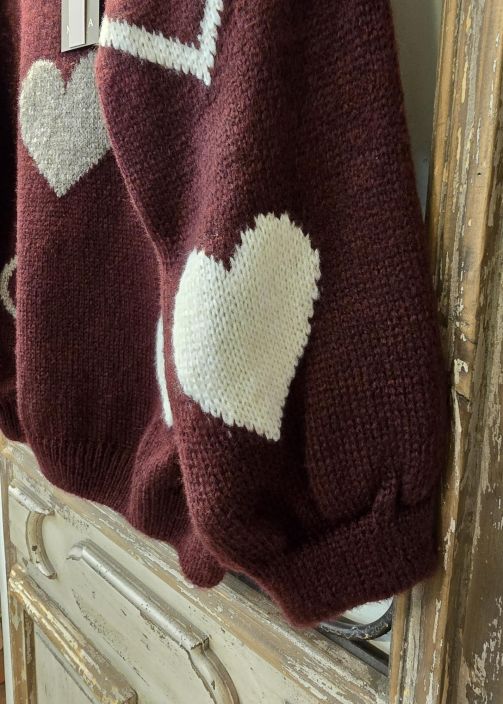 Marta du Château ihanan mukava sydänkuosi neule Amarante 64023 Wine viininpunainen tuotekuva 3