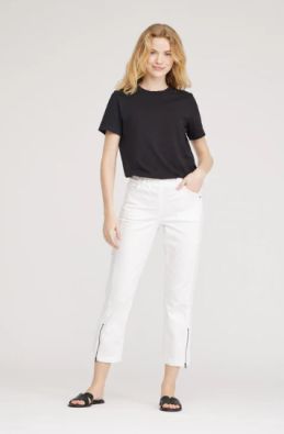 LAURIE Laurie housut 100769 Regular mitoitus Cropped/lyhennetty pituus Valkoinen