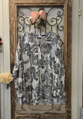 QNUZ QNUZ paita 01 Valkoinen pehmeä viskoosi satiini ja musta sametti