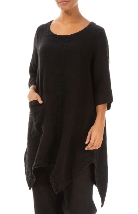 Grizas klassikko (pellava) tunika 5134 Musta upea jokaisen vaatekaapin kulmakivi tuotekuva 3
