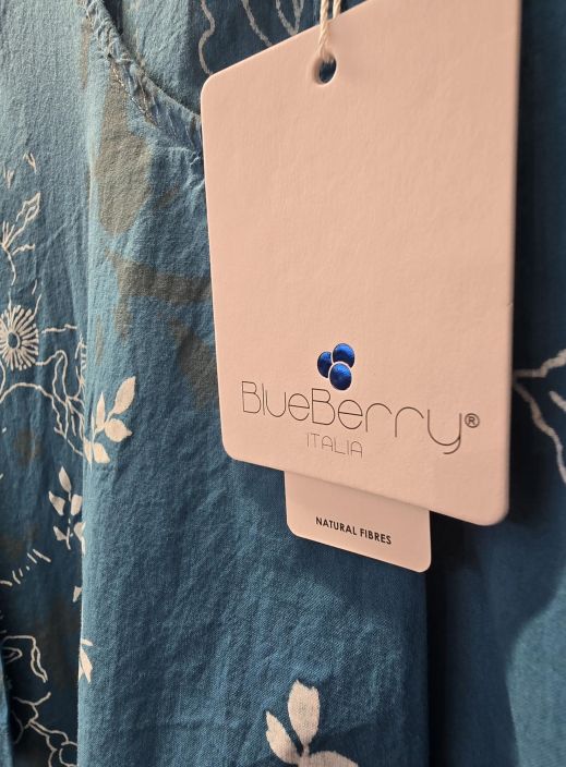 Blueberry mekko C24072 upea sininen kaunis kuosi puuvilla tuotekuva 1