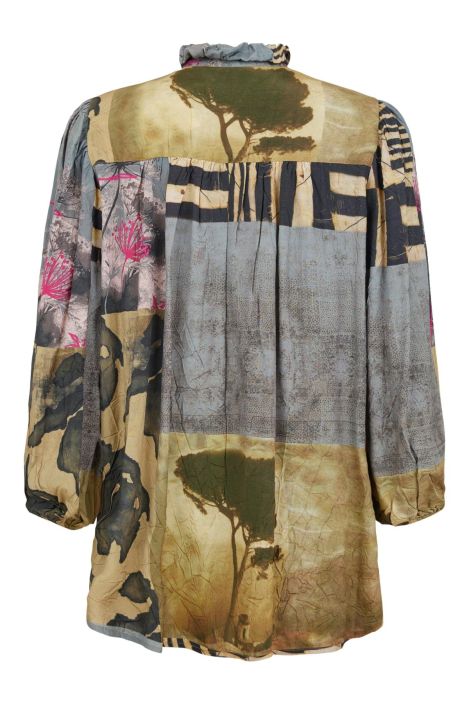 NOEN paita 86240 upea syksyinen kuosi ja romanttiset frillat tuotekuva 1