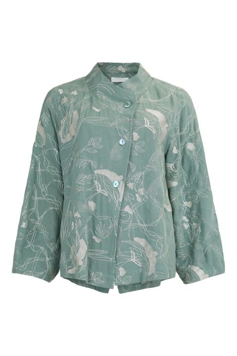 NOEN jakku 87175 Kaunis vihreä tyylikäs uniikki jakku kiiltävästä langasta kuosi tuotekuva 1 NOEN jakku 87175 Kaunis vihreä tyylikäs uniikki jakku kiiltävästä langasta kuosi tuotekuva 1