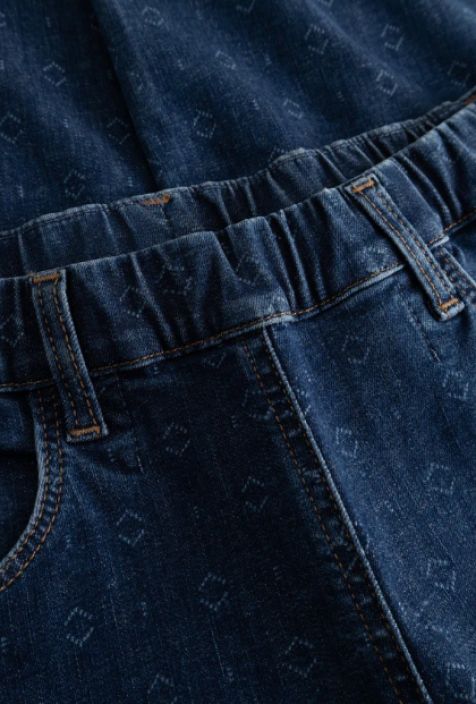 Laurie housut Donna Loose Cropped Blue sashiko siniset farkut kivalla kuosilla tuotekuva 3