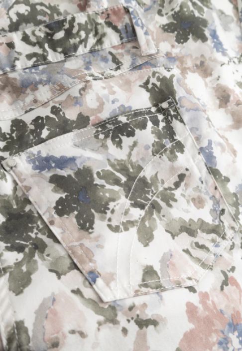 Laurie housut Hannah Khaki Watercolour vesivärikuosi Regular mitoitus, extra short / lyhyt tuotekuva 3