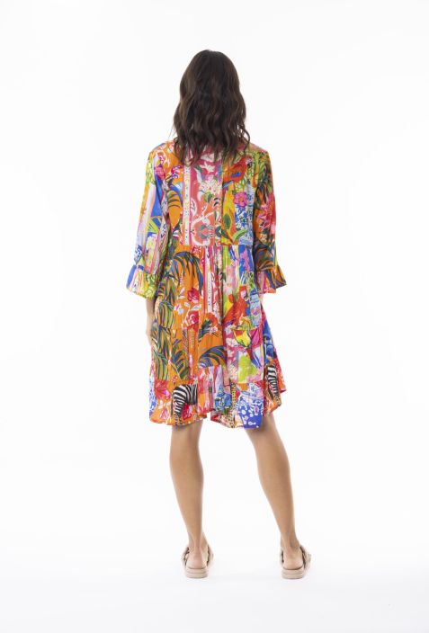 Escape mekko 30154 Stefania pirteä kuosi edessä napit tuotekuva 6